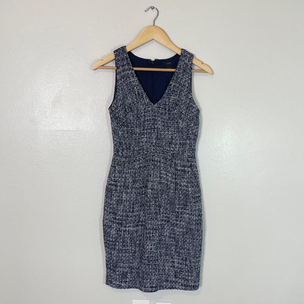 J Crew V Neck Navy & White Dress Size 0